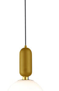 Vintage Hanglamp Deluxe, E27 Fitting, Melkglas, Goud