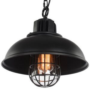 Brooklyn Vintage Industriele Hanglamp Kooi Met Ketting, Zwart