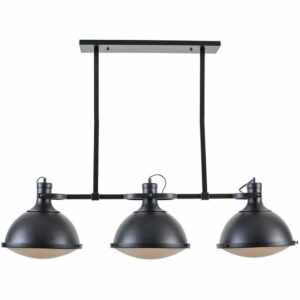 Vintage IndustriÃ«le Hanglamp Zwart 3 Kappen Kantelbaar