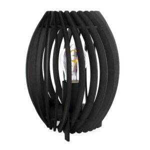 Houten Tafellamp, E27 Fitting, â 215 x 250 mm, Zwart