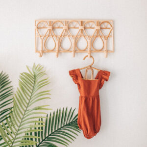 Bamboe Kapstok, 5 Haakjes, Naturel, Handgemaakt, 40 cm