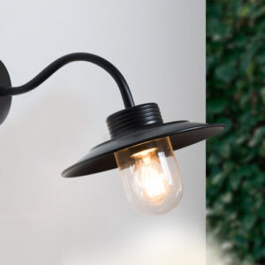 IndustriÃ«le Wandlamp Metaal En Glas Voor Buiten, Zwart