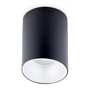 Opbouwspot Rond, Vast, GU10 Fitting, Mat Zwart / Wit