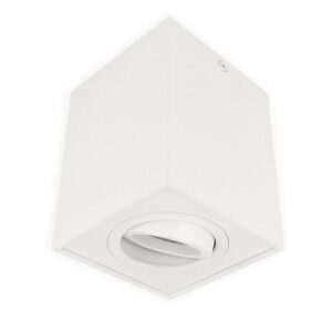 Opbouwspot Vierkant Hoog, Kantelbaar, GU10 Fitting, Mat Wit