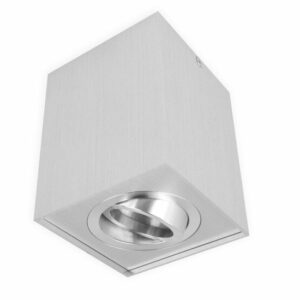 Opbouwspot Vierkant Hoog, Kantelbaar, GU10 Fitting, Geborsteld Aluminium
