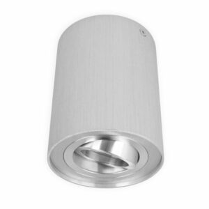 Opbouwspot Rond Hoog, Kantelbaar, GU10 Fitting, Geborsteld Aluminium