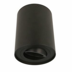 Opbouwspot Rond Hoog, Kantelbaar, GU10 Fitting, Mat Zwart