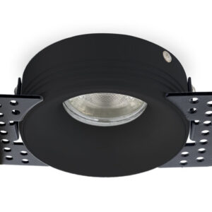 Inbouwspot Trimless Rond, Gipsplaat, GU10 Fitting, Ã77mm, Zwart