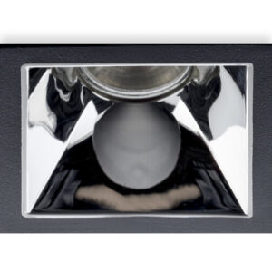 Inbouwspot Vierkant, Kantelbaar, 85 x 85 x 36 mm, Zwart / Chroom