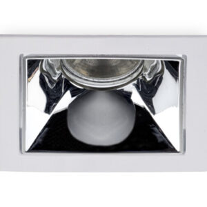 Inbouwspot Vierkant, Kantelbaar, 85 x 85 x 36 mm, Wit / Chroom