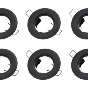 Inbouwspot, Rond, Vast, Mat Zwart, 6-Pack
