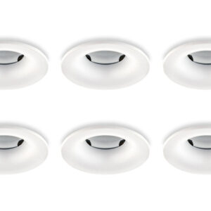 Inbouwspot, Rond, Waterdicht IP65, Ã85 mm, Mat Wit, 6-Pack