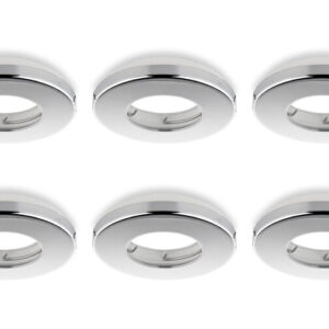 Inbouwspot, Rond, Waterdicht IP54, Ã85 mm, Chroom, 6-Pack
