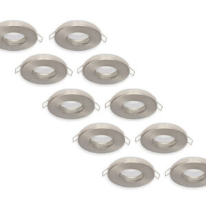Inbouwspot, Rond, Waterdicht IP44, Satijn, 10-Pack