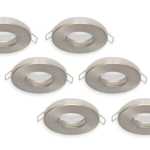 Inbouwspot, Rond, Waterdicht IP44, Satijn, 6-Pack