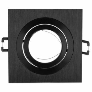 Inbouwspot, Vierkant, Kantelbaar, Geborsteld Aluminium, Zwart