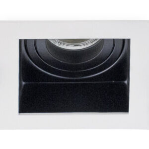 Inbouwspot, Vierkant, Kantelbaar, Aluminium, Zwart/Wit, Mat