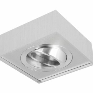 Inbouwspot Hoog, Vierkant, Kantelbaar, Geborsteld Aluminium