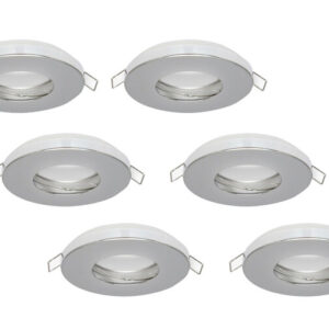 Inbouwspot, Rond, Waterdicht IP44, Chroom, 6-Pack