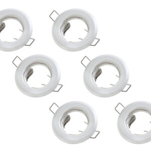 Inbouwspot, Rond, Vast, Mat Wit, 6-Pack