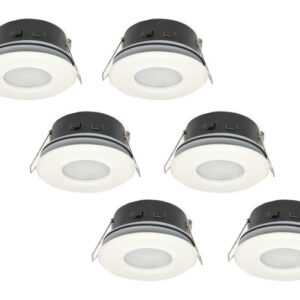 Inbouwspot, Rond, Waterdicht IP54, GU10 Fitting, Mat Wit, 6-Pack