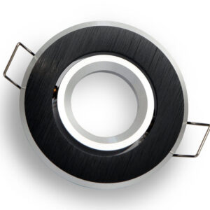 Inbouwspot, MR11 (35 mm), Rond, Kantelbaar, Geborsteld Aluminium, Zwart