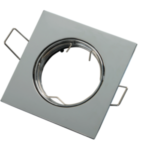 Inbouwspot, Vierkant, Kantelbaar, Aluminium, Chroom Look