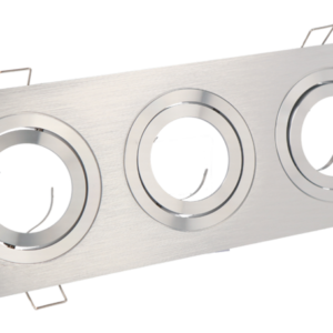 Inbouwspot (Triple), Vierkant, Kantelbaar, Geborsteld Aluminium