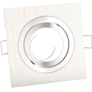 Inbouwspot, Vierkant, Kantelbaar, Geborsteld Aluminium