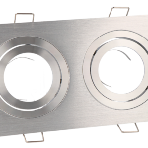 Inbouwspot (Dubbel), Vierkant, Kantelbaar, Geborsteld Aluminium