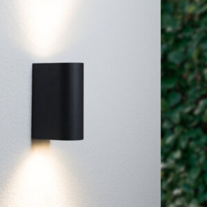 Wandlamp Up & Down, Rond, 2 x GU10 Fitting, Waterdicht IP44, Mat Zwart