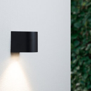 Wandlamp Down, Rond, GU10 Fitting, Spatdicht IP44, Mat Zwart