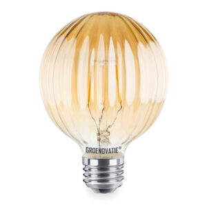 E27 LED Filament Geribbeld Goud Globelamp 4W Extra Warm Wit Dimbaar