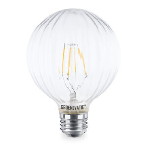 E27 LED Filament Geribbeld Globelamp 4W Warm Wit Dimbaar