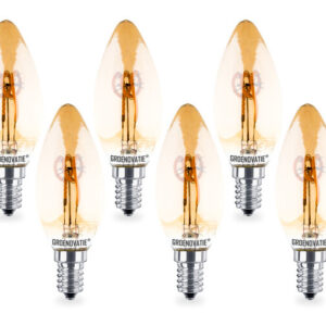 E14 LED Filament Kaarslamp Goud 4W Spiral Extra Warm Wit Dimbaar 6-Pack