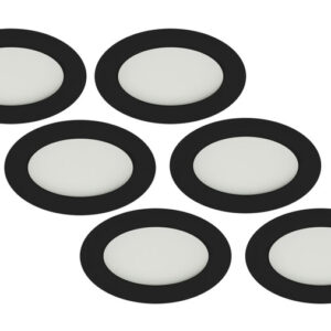 LED Inbouwspot 3W, Zwart, Rond, Warm Wit, Waterdicht IP65, Badkamer, 6-Pack