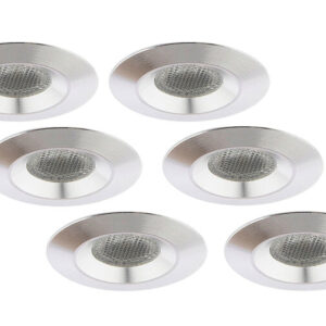 Inbouwspot LED 3W, Warm Wit, Rond, Waterdicht IP54, Aluminium, Dimbaar, 6-Pack