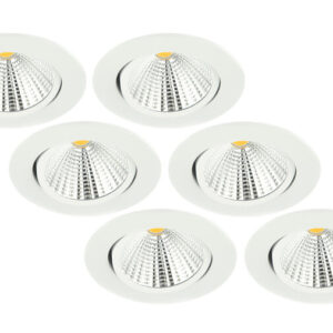 Inbouwspot LED 5W, Wit, Rond, Kantelbaar, Dimbaar, 6-Pack