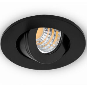 Inbouwspot LED 3W, Rond, Kantelbaar, Aluminium, Dimbaar, Zwart