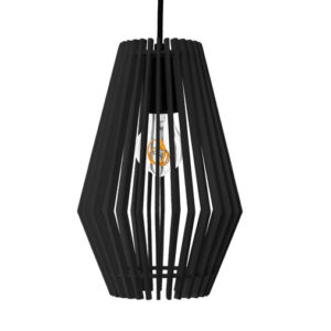 Houten Design Hanglamp, E27 Fitting, â20cm, Zwart