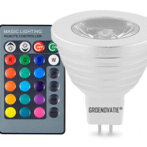 GU5.3 / MR16 LED Spot 3W RGB Dimbaar Incl. Afstandsbediening