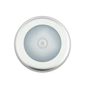 LED Kastverlichting 1W op Batterijen met Sensor, Grijs, Rond, Warm Wit