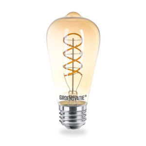 E27 LED Filament Rustika ST64 Amber Spiral 6W Extra Warm Wit Dimbaar