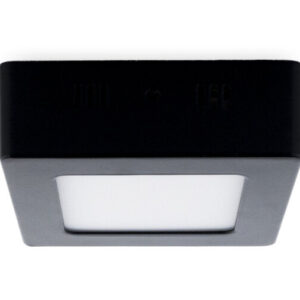 LED Paneel Plafondlamp 6W, Vierkant 12x12cm, Opbouw, Warm Wit, Zwart