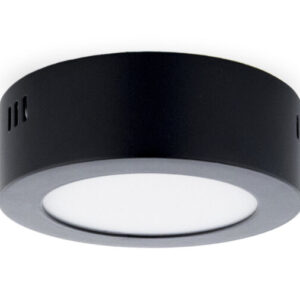 LED Paneel Plafondlamp 6W, Rond â12cm, Opbouw, Warm Wit, Zwart