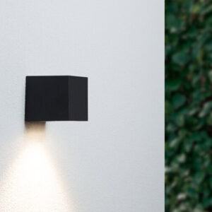 Wandlamp Down, Vierkant, GU10 Fitting, Waterdicht IP44, Mat Zwart