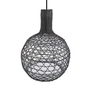 Rotan / Rieten Hanglamp, Handgemaakt, Zwart, â50 cm