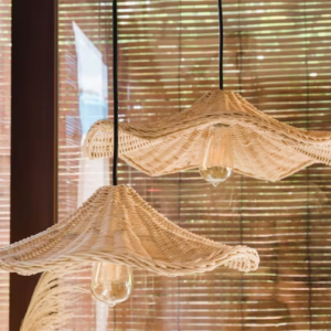 Rotan / Rieten Hanglamp, Handgemaakt, Naturel, â50 cm