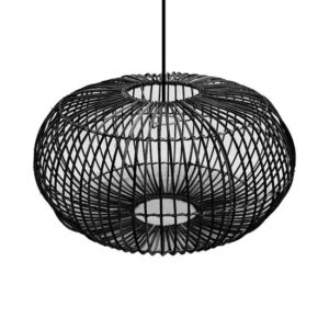 Rotan / Rieten Hanglamp, Handgemaakt, Zwart, â50 cm