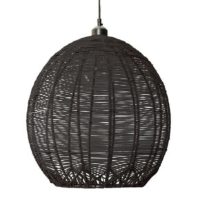Rotan / Rieten Hanglamp, Handgemaakt, Zwart, Rond, â40 cm